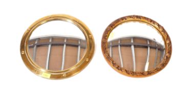 BRASS FISH EYE CONVEX CIRCULAR WALL MIRROR & ANOTHER