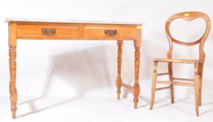 LATE VICTORIAN SATIN WALNUT & MARBLE TOP HALL CONSOLE TABLE