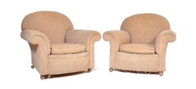 PAIR OF MID 20TH CENTURY UPHOLSTERED ARM CHAIRS