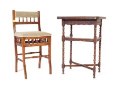 VICTORIAN BOUDOIR CHAIR AND 1920'S OAK CARD GAMES TABLE