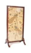 19TH CENTURY VICTORIAN SILK EMBROIDERED FIRE SCREEN