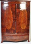 VINTAGE 19TH CENTURY MAHOGANY BOW FRONT LINEN PRESS