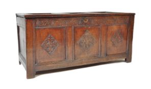 17TH CENTURY COUNTRY OAK LARGE OAK COFFER CHEST