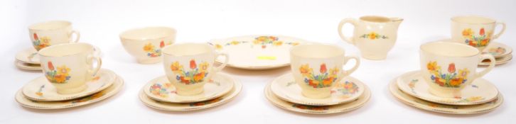 1940S ART DECO CLARICE CLIFF BONE CHINA TEA SERVICE