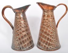 TWO ARTS & CRAFTS J.S & SB COPPER CROCODILE SKIN EFFECT JUGS