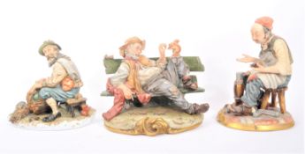 THREE CAPODIMONTE HAND PAINTED CERAMIC FIGURES