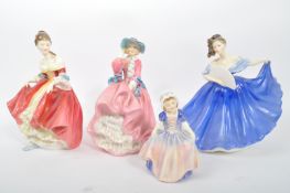 FOUR VINTAGE ROYAL DOULTON BONE CHINA FIGURINES