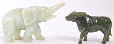 TWO 20TH CENTURY CHINESE FIGURES - NEPHRITE JADE