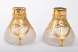 PAIR OF ART NOUVEAU OPAQUE GLASS MINIATURE VASES