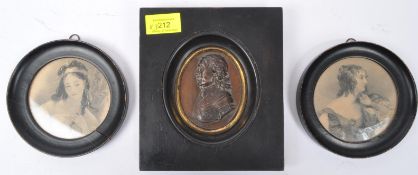 THREE VICTORIAN FRAMED ETCHINGS & CAMEO PLAQUE