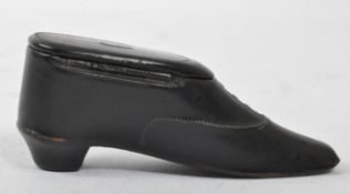 GEORGE III EBONISED SHOE SNUFF BOX
