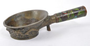 1920S CHINESE CLOISONNE & BRONZE SILK IRON