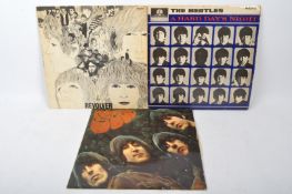 THE BEATLES - THREE VINYL LP RECORDS - REVOLVER - RUBBER SOUL