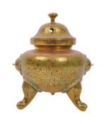 20TH CENTURY INDIAN BRASS NIELLO CENSOR POT