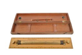 VINTAGE W H HARLING BOXWOOD & BRASS NAUTICAL ROLLING RULER