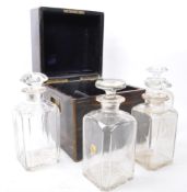 19TH CENTURY COROMANDEL AND BRASS BOUND TANTALUS BOX