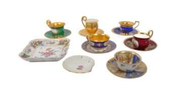 DRESDEN CUPS & SAUCERS - 19TH CENTURY BONE CHINA