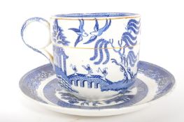 19TH CENTURY BLUE & WHITE BREAKFAST CUP & SAUCER