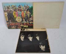 THE BEATLES - THREE LP RECORDS - WHITE ALBUM - LONELY HEARTS CLUB