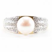 HALLMARKED 14CT GOLD PEARL & DIAMOND RING