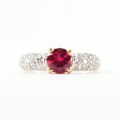 HALLMARKED 9CT GOLD SYNTHETIC RUBY & CZ RING