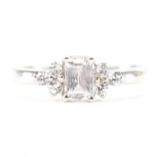 HALLMARKED 9CT WHITE GOLD & CZ RING