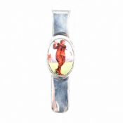 925 SILVER & ENAMEL GOLFING INTEREST TIE CLIP