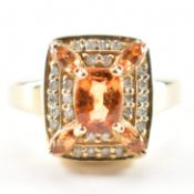 14CT GOLD CITRINE & DIAMOND DRESS RING