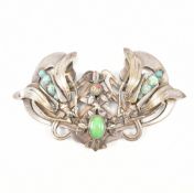 ART NOUVEAU STONE SET BELT BUCKLE
