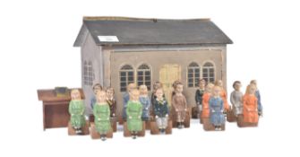 19TH CENTURY WOODEN CHILDS SCHOOL HOUSE TOY ROOM SET