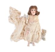 EARLY 20TH CENTURY FRENCH BISQUE HEADED DOLL
