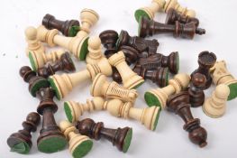 COLLECTION OF VINTAGE TURNED WOOD CHESS PIECES