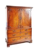 GEORGE III 18TH CENTURY MAHOGANY LINEN PRESS