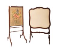 TWO MATCHED VICTORIAN 19TH CENTURY MAHOGANY FIRE SCREENS