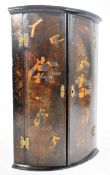GEORGE III ORIENTAL MAHOGANY CHINOISERIE WALL CORNER CABINET