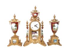 FRANZ HEMLE - MODERN ITALIAN THREE PIECE CLOCK GARNITURE