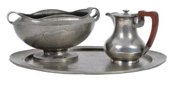 THREE ARTS & CRAFTS HAMMERED LIBERY OF LONDON PEWETER