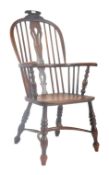 18TH CENTURY ELM & BEECH COUNTRY WINDSOR ARMCHAIR