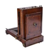 EDWARDIAN GLASS PLATE METAL BELLOWS CAMERA WITH SLIDES