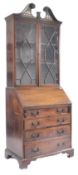 GEORGE III MAHOGANY SMALL PROPORTION BUREAU BOOKCASE