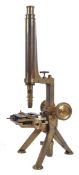 THOMAS D. KING - VICTORIAN BRASS MONOCULAR MICROSCOPE