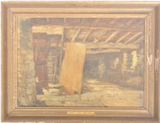 AFTER DAVID COX - VICTORIAN OIL ON BOARD INTERIOR SKETCH