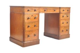 VICTORIAN 19TH CENTURY MAHOGANY & LEATHER TWIN PEDESTAL DESK