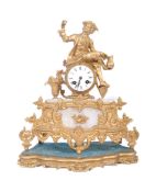 19TH CENTURY FRENCH 8 DAY GILT ORMOLU & MARBLE CLOCK