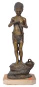 GIOVANNI DE MARTINO (ITALY) - BRONZE SCULPTURE OF BOY WITH FISH