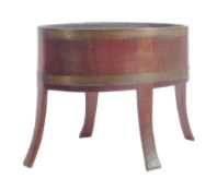 LATE VICTORIAN OVAL COOPERED BRASS BOUND ASH COOLER