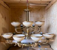 LARGE AND IMPRESSIVE GILT METAL CHANDELIER / ELECTROLIER