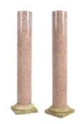 PAIR OF LARGE CYLINDRICAL MARBLE COLUMNS PLINTH STANDS
