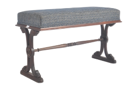 VICTORIAN 19TH CENTURY MAHOGANY FRAMED WINDOW SEAT BENCH