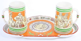 19TH CENTURY MINTON BEER TANKARD & TRAY SET